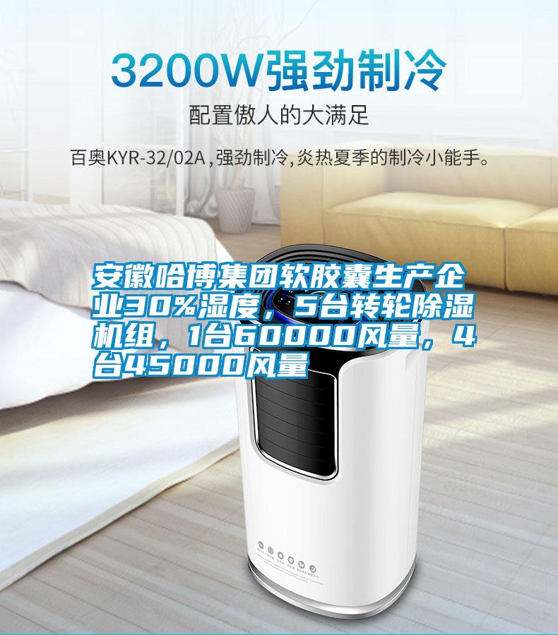 安徽哈博集團(tuán)軟膠囊生產(chǎn)企業(yè)30%濕度，5臺(tái)轉(zhuǎn)輪除濕機(jī)組，1臺(tái)60000風(fēng)量，4臺(tái)45000風(fēng)量